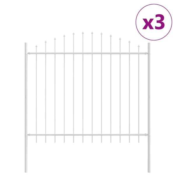 Gartenzaun mit Bogenoberseite Weiß 5,1x1,5 m Stahl