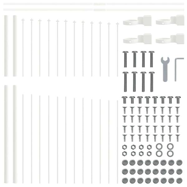 Gartenzaun mit Bogenoberseite Weiß 5,1x1,5 m Stahl