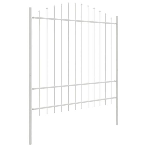 Gartenzaun mit Bogenoberteil Weiß 5,1x1,75 m Stahl