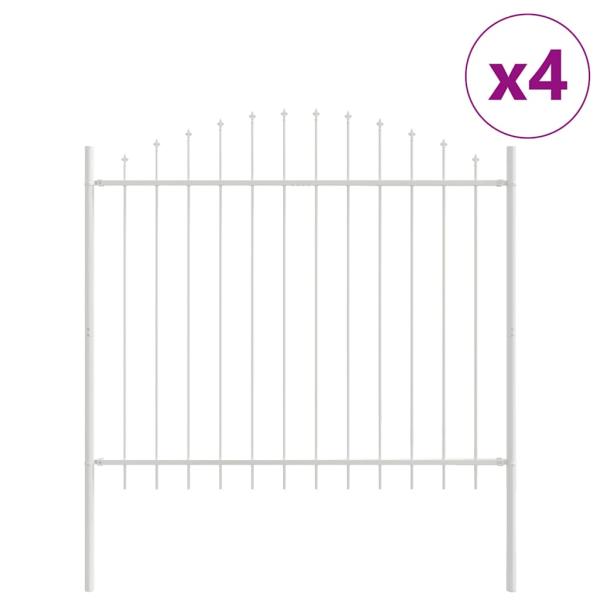 Gartenzaun mit gewölbtem Oberteil, weiß, 6,8x1,25 m, Stahl