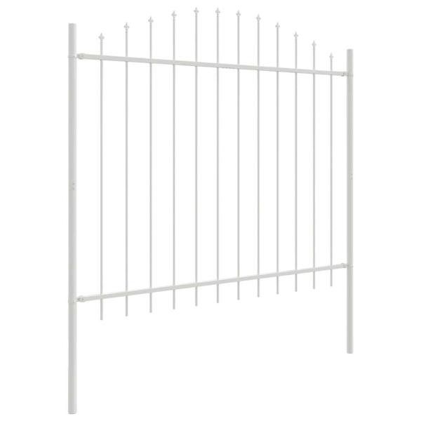 Gartenzaun mit gewölbtem Oberteil, weiß, 6,8x1,25 m, Stahl