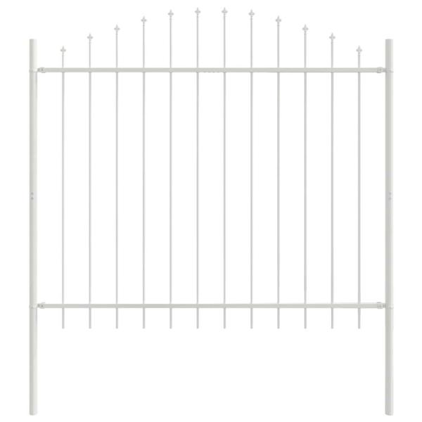 Gartenzaun mit gewölbtem Oberteil, weiß, 6,8x1,25 m, Stahl