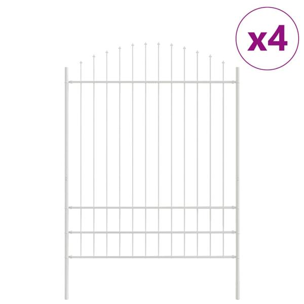 Gartenzaun mit Rundbogen Weiß 6,8x2 m Stahl