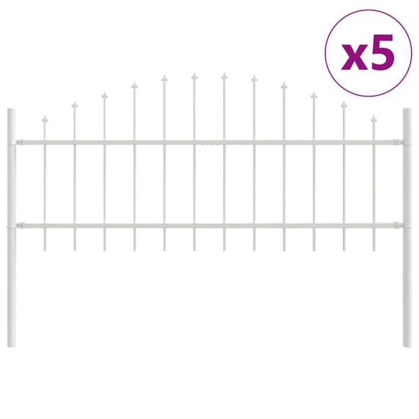 Gartenzaun mit Bogenoberteil Weiß 8,5x0,75 m Stahl