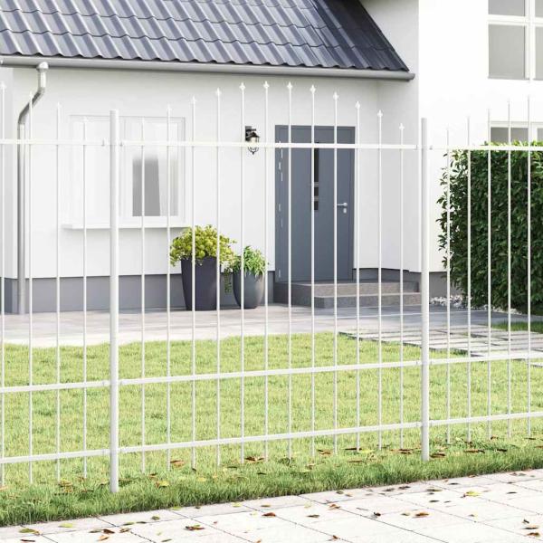 ARDEBO.de - Gartenzaun mit Bogenoberteil Weiß 10,2x1,75 m Stahl