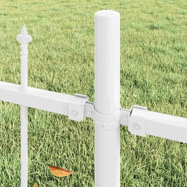 Gartenzaun mit Bogenoberteil Weiß 10,2x1,75 m Stahl