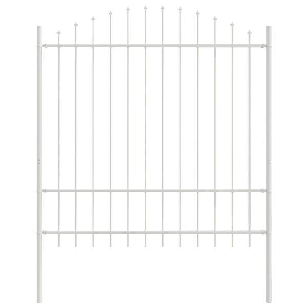 Gartenzaun mit Bogenoberteil Weiß 10,2x1,75 m Stahl