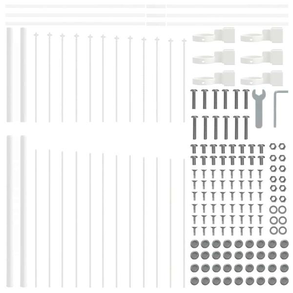 Gartenzaun mit Bogenoberteil Weiß 10,2x1,75 m Stahl