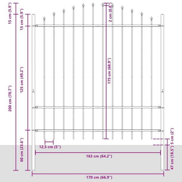 Gartenzaun mit Bogenoberteil Weiß 10,2x1,75 m Stahl