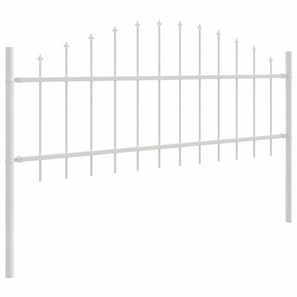 Gartenzaun mit Bogenoberteil, Weiß, 13,6 x 0,75 m, Stahl