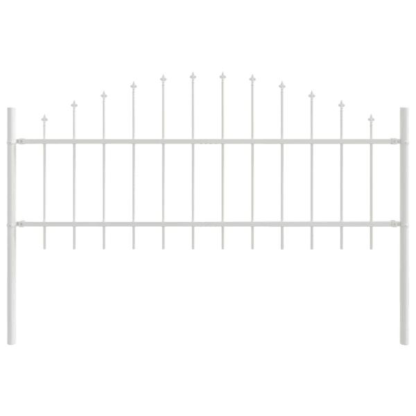 Gartenzaun mit Bogenoberteil, Weiß, 13,6 x 0,75 m, Stahl