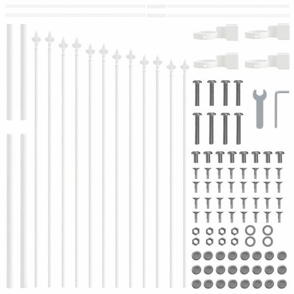 ARDEBO.de - Gartenzaun mit Bogenoberteil Weiß 13,6x1 m Stahl
