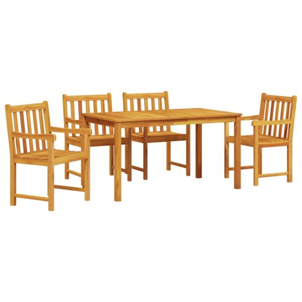 5-teiliges Garten-Esszimmer-Set aus massivem Akazienholz