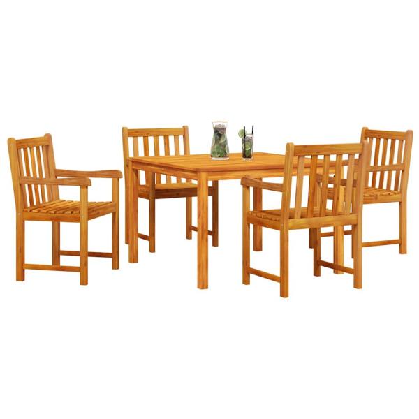 5-teiliges Garten-Esszimmer-Set aus solidem Akazienholz
