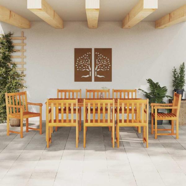 Garten Essgruppe 9 stk. Braun Massivholz Akazie