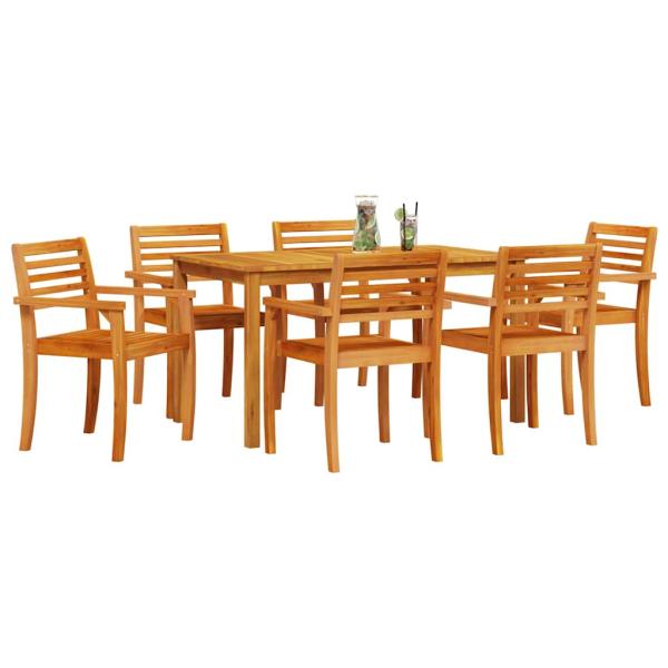 Garten Essgruppe 7 Stk. Braun Massivholz Akazie