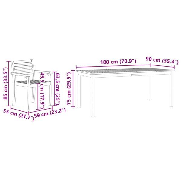 ARDEBO.de - 9-teiliges Garten-Esszimmer-Set aus massivem Akazienholz
