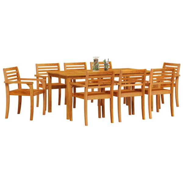 Garten Essgruppe 9 stk. Braun Massivholz Akazie