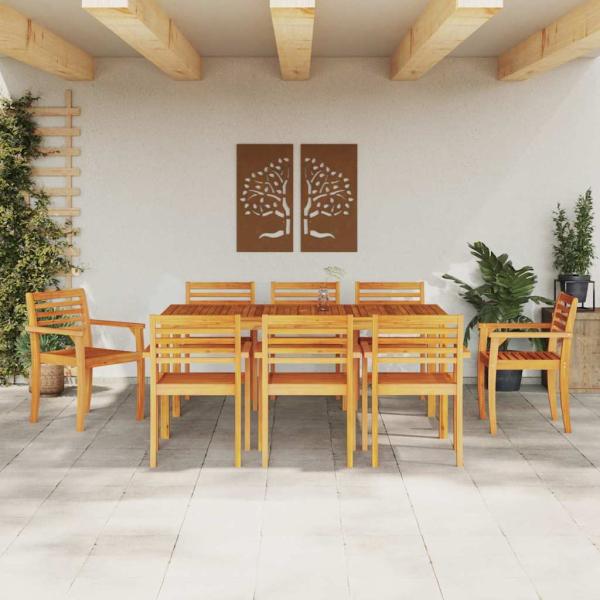 Garten Essgruppe 9 stk. Braun Massivholz Akazie