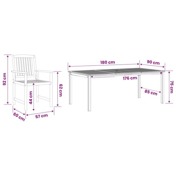 Garten Essgruppe 9 Stk. Braun Massivholz Akazie