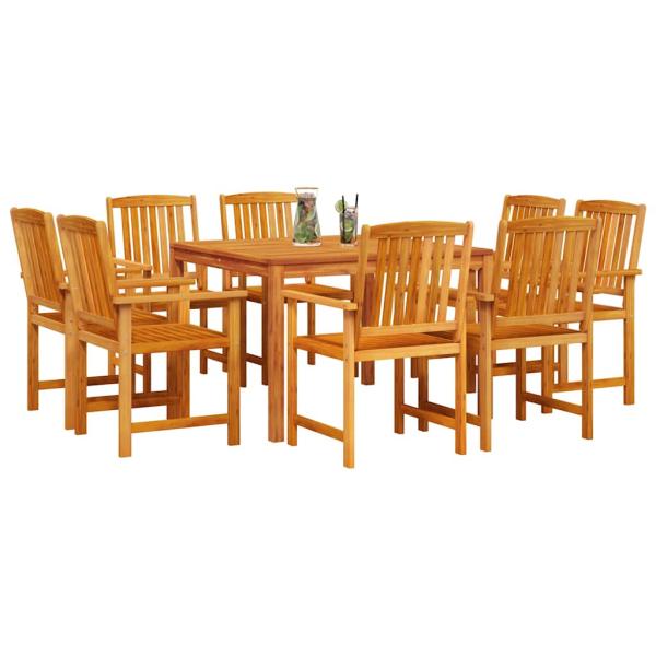 Garten Essgruppe 9 Stk. Braun Massivholz Akazie