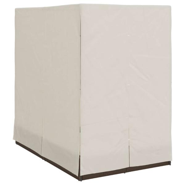 Doppelliege mit Dach und Vorhängen Braun Poly Rattan