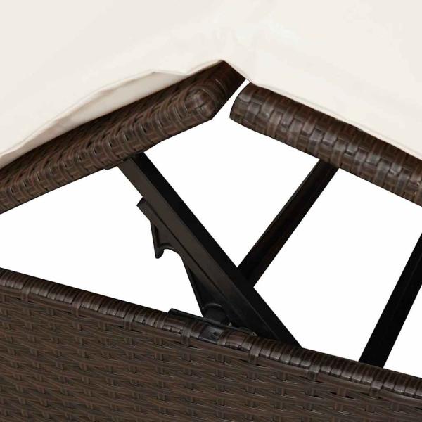 Doppelliege mit Dach und Vorhängen Braun Poly Rattan