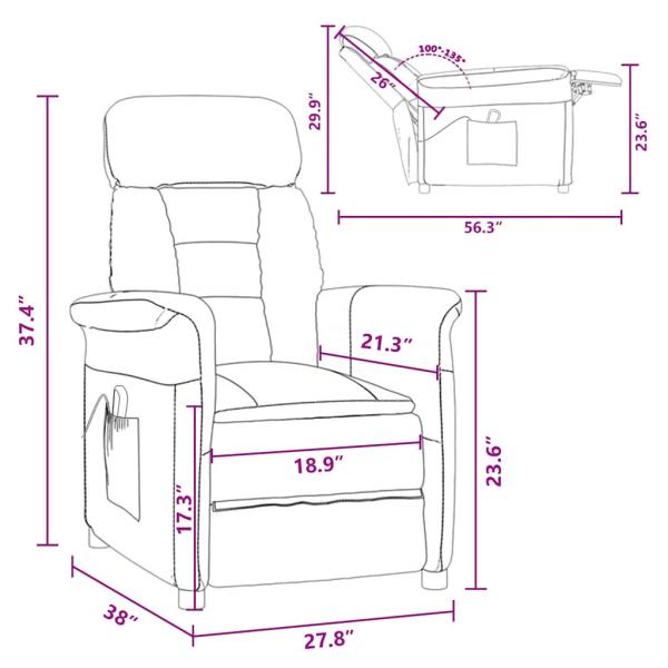 Massagesessel Hellgrau Mikrofaser