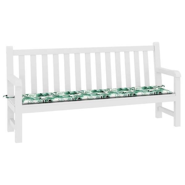 Gartenbankkissen mit Blattmuster 200x50x4 cm aus Oxford-Gewebe