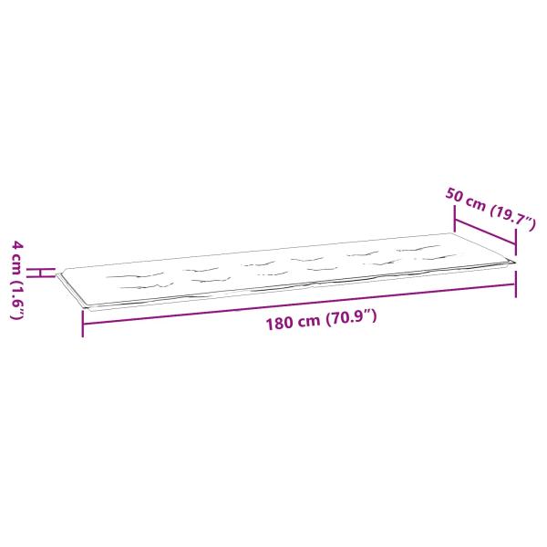 Gartenbankkissen mit Blattmuster 200x50x4 cm aus Oxford-Gewebe