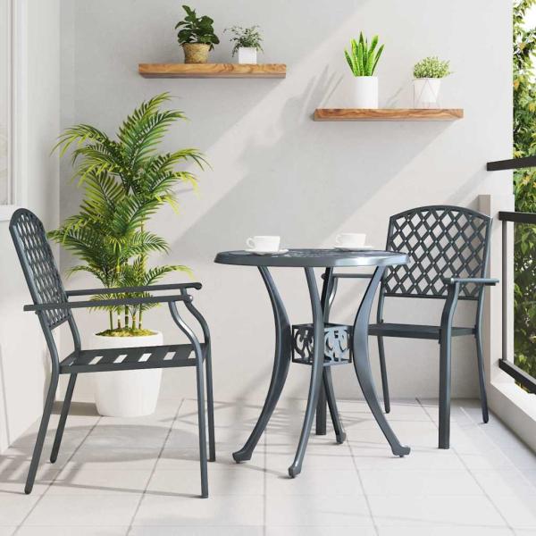 Gartenstühle 2 Stück Stapelbar Anthrazit Stahl