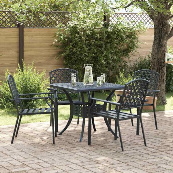 ARDEBO.de - Gartenstühle 4er Set Stapelbar Anthrazit Stahl