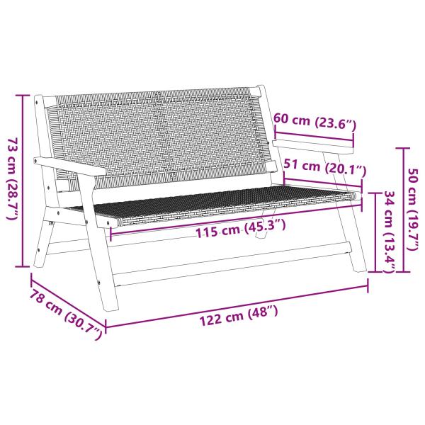Gartenbank Schwarz 122x76x73,5 cm Vollholz Akazie