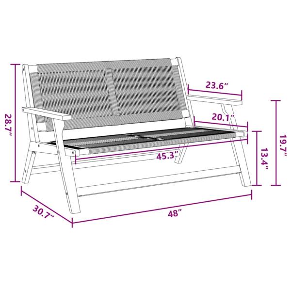 Gartenbank Schwarz 76x122x73 cm Massivholz Akazie