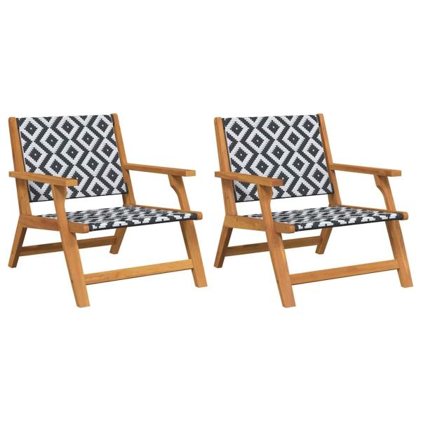 Gartenstühle 2 Stück Schwarz und Weiß 76x67x73 cm Massivholz Akazie