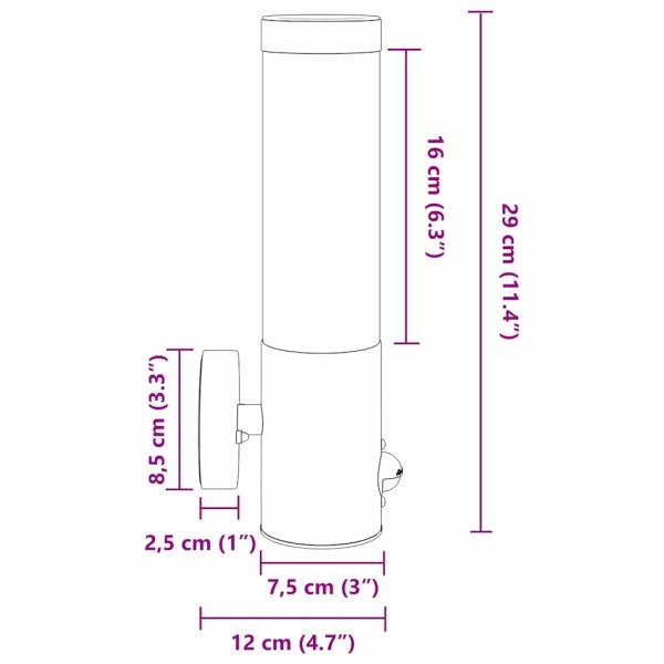 Außenwandleuchte mit Sensor Schwarz Edelstahl IP44