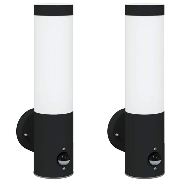 Außenwandleuchten mit Sensor 2 Stück Schwarz Edelstahl IP44
