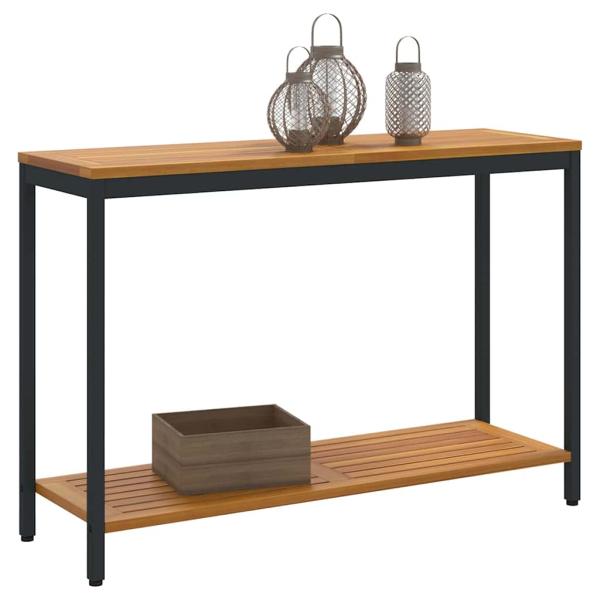 Gartentisch Natur & Schwarz 35x110x75 cm aus Massivholz und Stahl