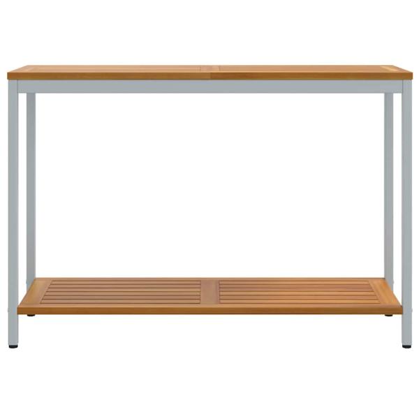 Gartentisch Natur & Grau 35x110x75 cm aus Massivholz und Stahl