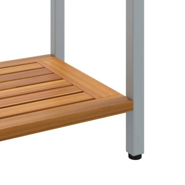 Gartentisch Natur & Grau 35x110x75 cm aus Massivholz und Stahl