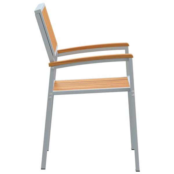 Outdoor-Stühle 2er Set Stapelbar Grau Massivholz Akazie und Metall