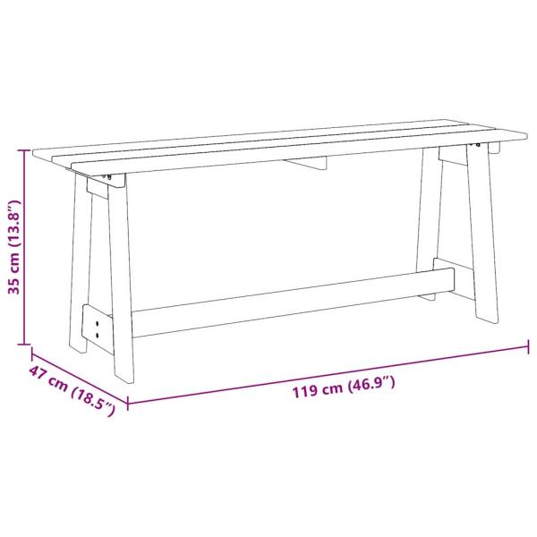 Gartenbank Akazie 119x35x47 cm Massivholz Kiefer