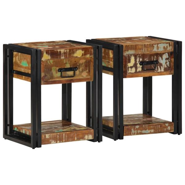 Nachttische 2er Set 40x35x50 cm Massivholz Altholz
