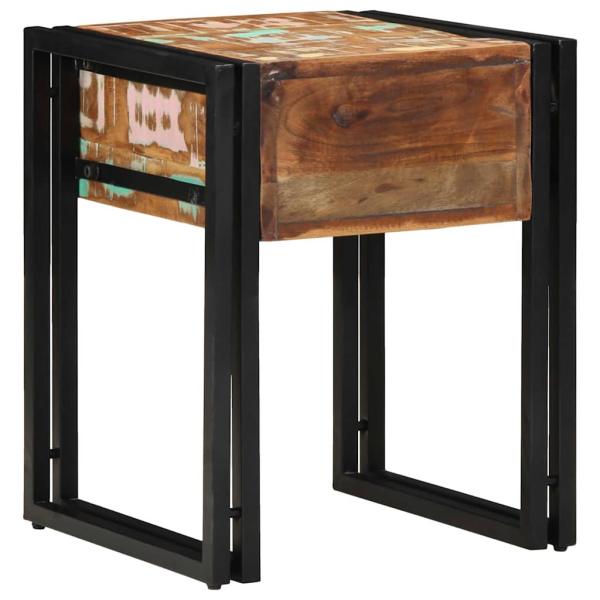 Beistelltisch mit Schublade Schwarz 40x40x50 cm Massivholz Altholz