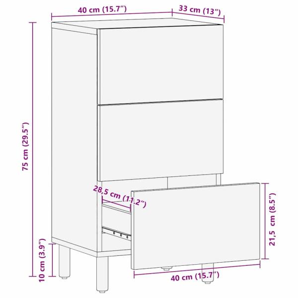 Sideboard 40x33x75 cm Massivholz Akazie