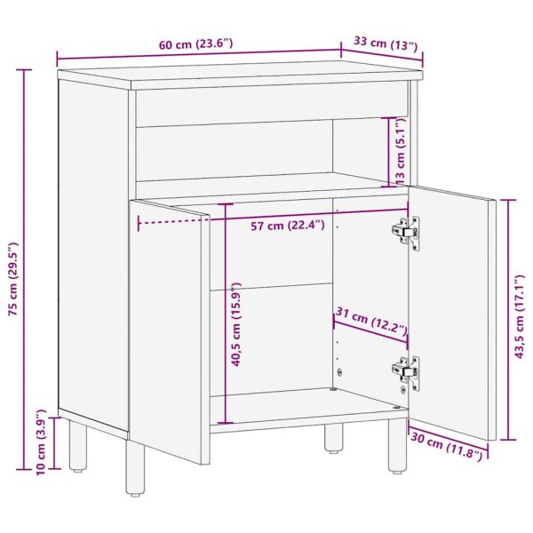 Sideboard 60x33x75 cm Massivholz Akazie