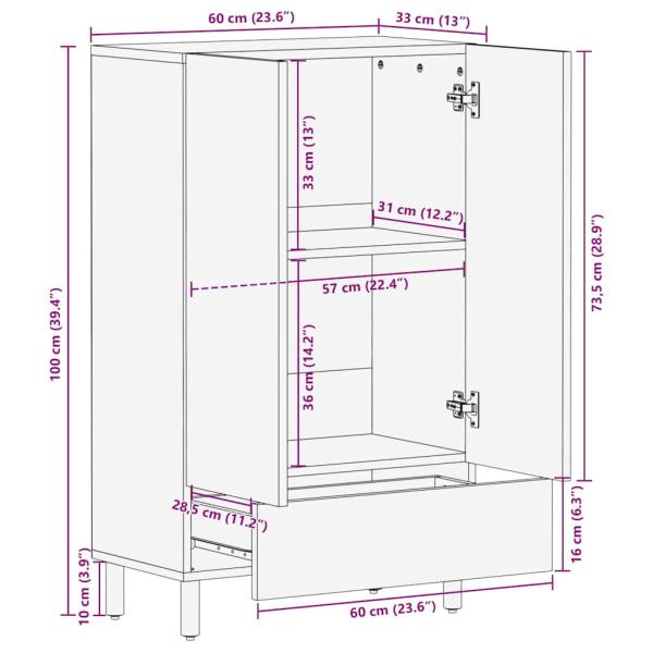 Hochboard 60x33x100 cm Massivholz Akazie