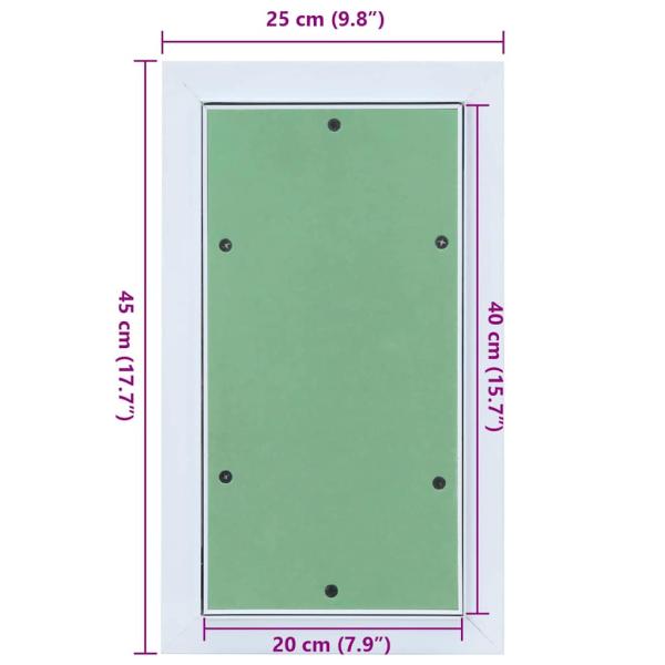 Zugangstür mit Aluminiumrahmen und Gipsplatte 200x400 mm