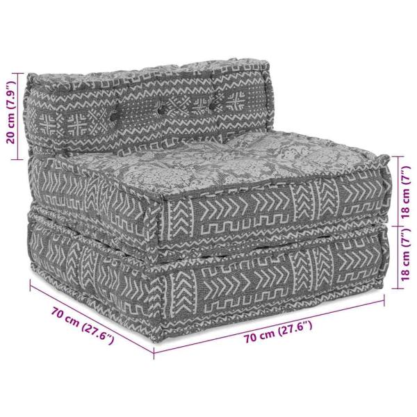 Modularer Pouf Hellgrau 70x70x54 aus Stoff