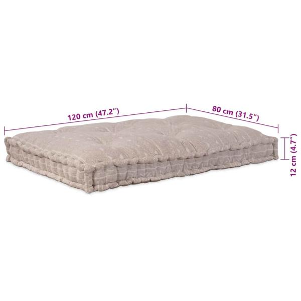 Palettkissen in Hellbraun 120x80x12 cm aus Stoff